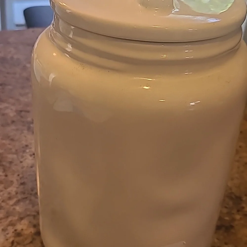 Rae Dunn White Ceramic Canister with Black Logo